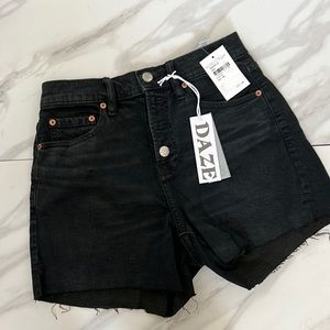 New daze black high waist denim shorts size 26